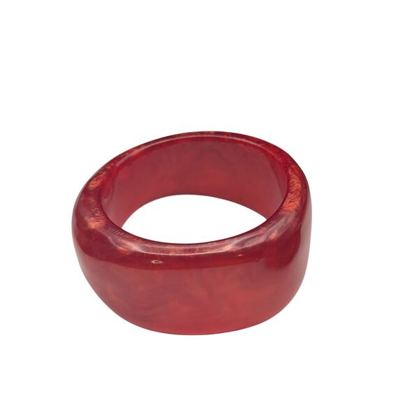 Vintage Red/Orange Marbled Possibly Bakelite Bangle Bracelet Plus One - Picture 10 of 10